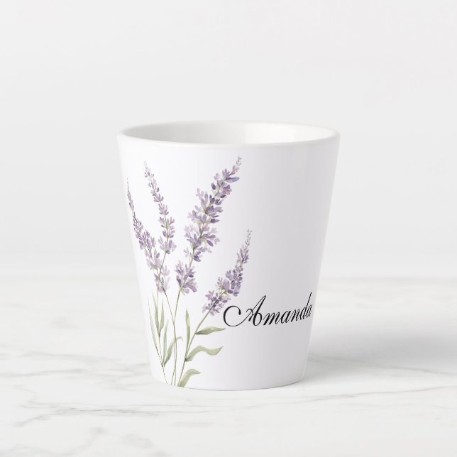 Tasse Latte Jolies Fleurs Lavande  (Devant)