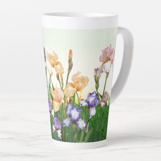 Tasse Latte Jolies Fleurs Printemps Irises (Angle droit)