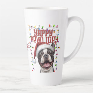 Tasse Latte Jolies lumières de Noël de Bouledogue français