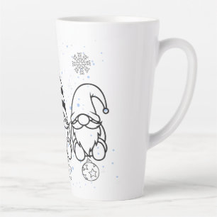 Tasse Latte Jolies lutins de Noël Design de vacances.