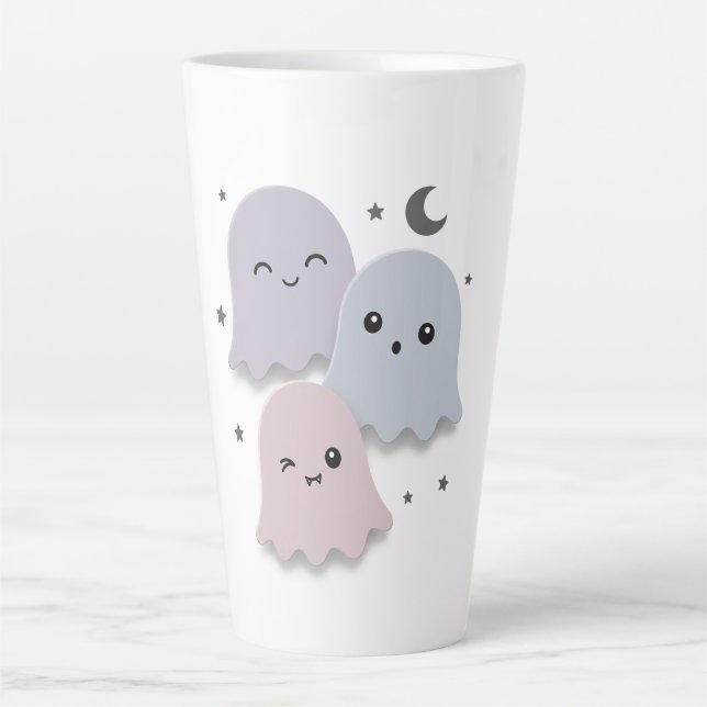 Tasse Latte Jolis amis fantômes pastel Halloween (Devant)