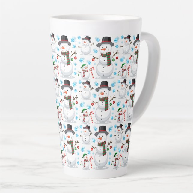 Tasse Latte Jolis bonhommes de neige de Noël (Angle droit)