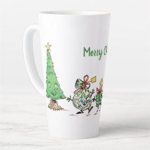 Tasse Latte Jolis dessins animés de cadeaux de Noël dansants e