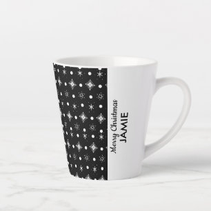 Tasse Latte Jolis flocons de neige bloc de couleur noir et bla