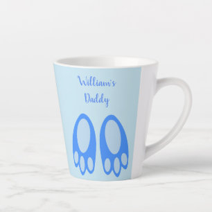 Tasse Latte Jolis pieds de lapin bleu bébé garçon Pâques perso