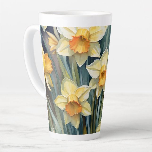 Tasse Latte Jonquilles de printemps (Angle gauche)