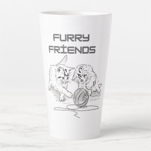 Tasse Latte Jouer Tango de fil — Deux chatons au T-shirt de je