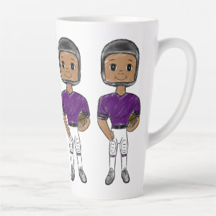 Tasse Latte joueur de football vintage rétro violet noir simpl