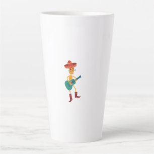 Tasse Latte Joueur de guitare squelette festif