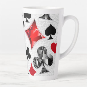 Tasse Latte Joueur de poker Joueur de cartes de jouer costumes