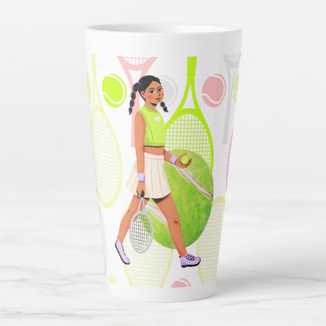 Tasse Latte Joueur de tennis (Devant)
