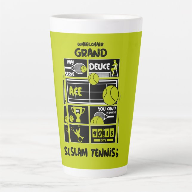 Tasse Latte Joueurs De Tennis En Fauteuil Roulant (Devant)