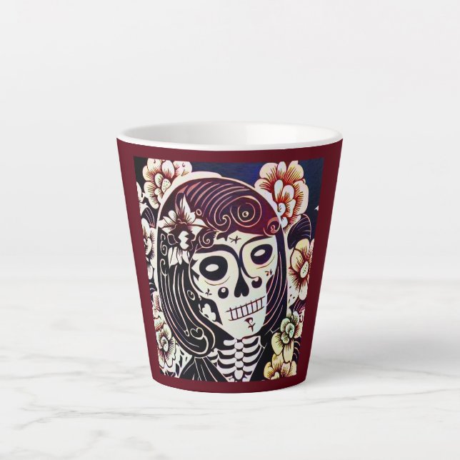 Tasse Latte Jour du crâne de sucre mort 2 (Devant)