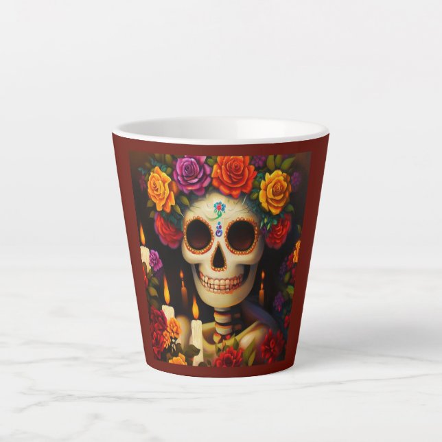 Tasse Latte Jour du crâne de sucre mort 3 (Devant)