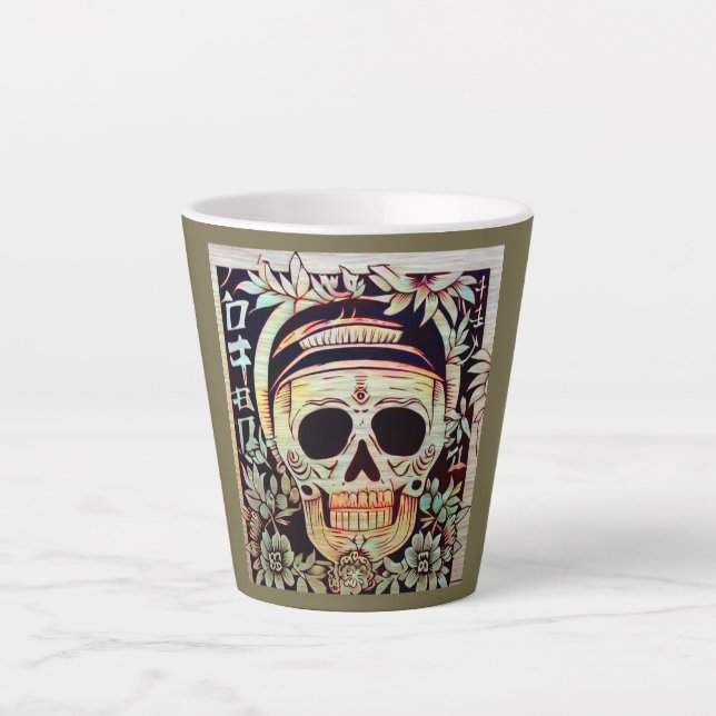 Tasse Latte Jour du crâne de sucre mort 3 (Devant)