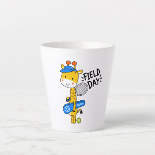 Tasse Latte Journée de terrain de tennis de la girafe mignonne
