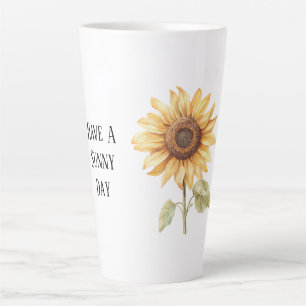 Tasse Latte Journée Ensoleillée Tournesol Blanc Jaune