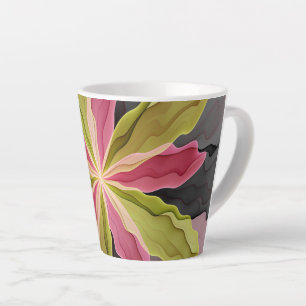 Tasse Latte Joy, Vert rose Anthracite Imaginaire Fleur Fractal