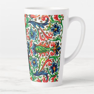 Tasse Latte Joyaux Tons Médiéval Fleurs Manuscrits Scrolls