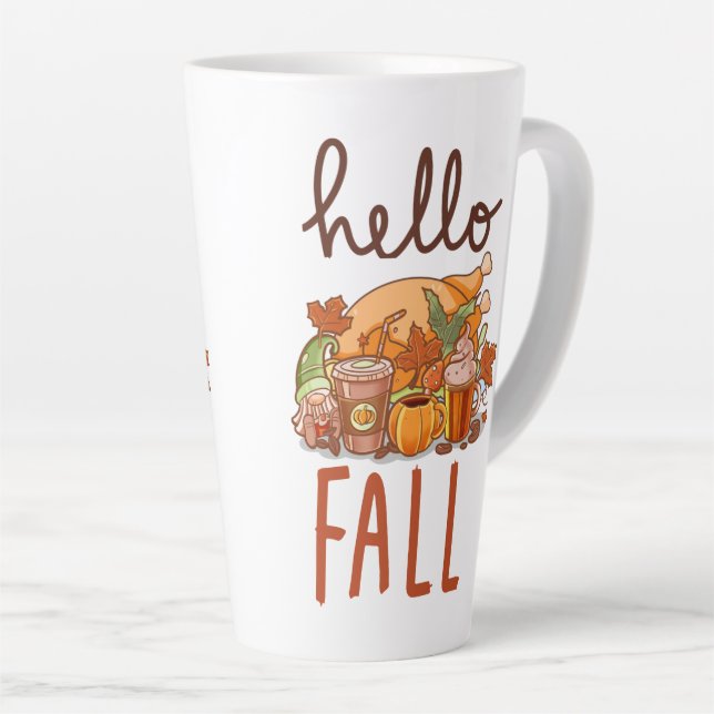 Tasse Latte joyeuse automne (Angle droit)