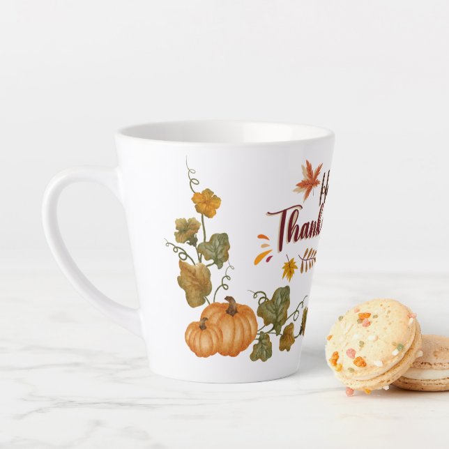 Tasse Latte Joyeuse fête de Thanksgiving Création Automnale Fe (En situation)