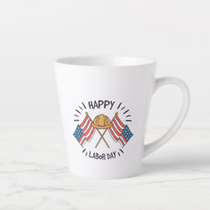 Tasse Latte Joyeuse fête du Travail Drapeau patriotique améric