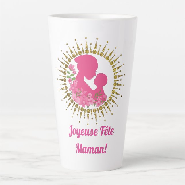 Tasse Latte Joyeuse Fête Maman  (Devant)