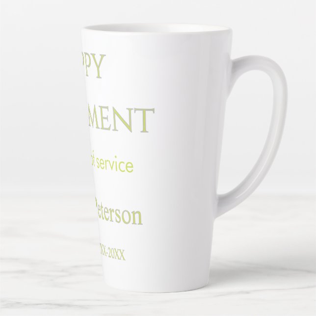 Tasse Latte Joyeuse retraite nom année verte années de service (Droite)