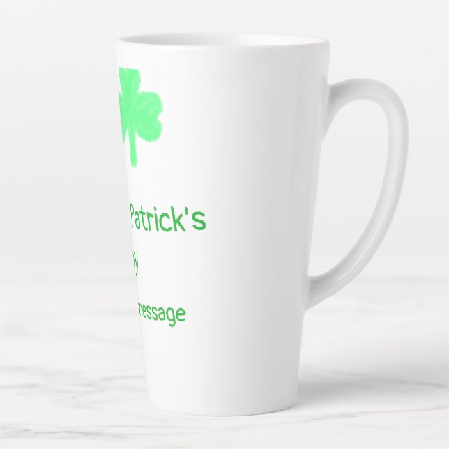 Tasse Latte Joyeuse Saint-Patrick verte feuille de trèfle ajou (Droite)