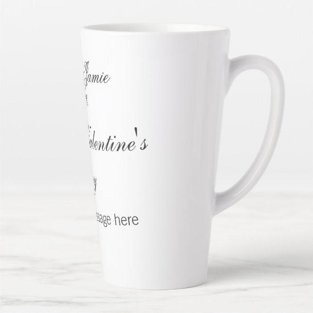 Tasse Latte Joyeuse Saint-Valentin nom date message simple ele (Droite)