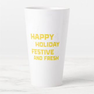 Tasse Latte Joyeuses Fêtes, Festives et Fraîches