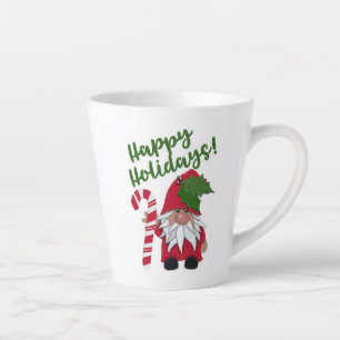 Tasse Latte Joyeuses Fêtes ! Gnome de Canne à Sucre