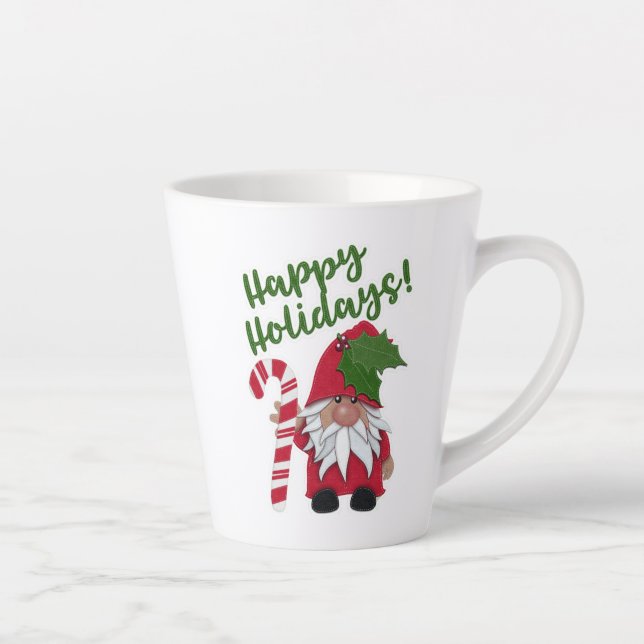 Tasse Latte Joyeuses Fêtes ! Gnome de Canne à Sucre (Droite)