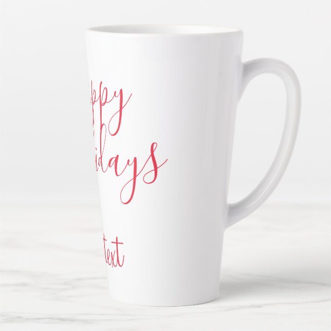 Tasse Latte Joyeuses fêtes Noël calligraphie rouge simple mi (Droite)
