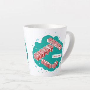 Tasse Latte Joyeuses fêtes, vertes et rouges