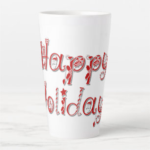 Tasse Latte Joyeuses vacances Texte décoré
