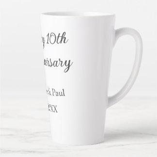 Tasse Latte Joyeux 10e anniversaire simple nom de mariage mini