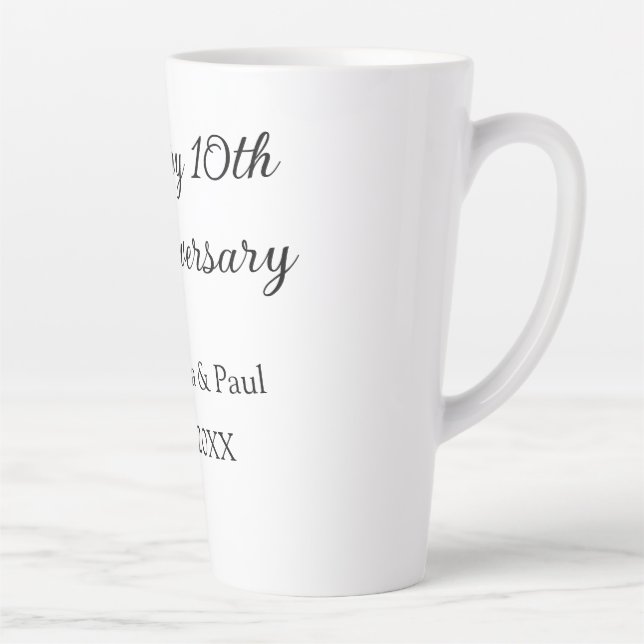 Tasse Latte Joyeux 10e anniversaire simple nom de mariage mini (Droite)