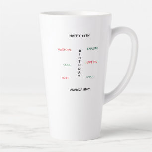 Tasse Latte Joyeux 18E anniversaire mignonne et stupéfiant