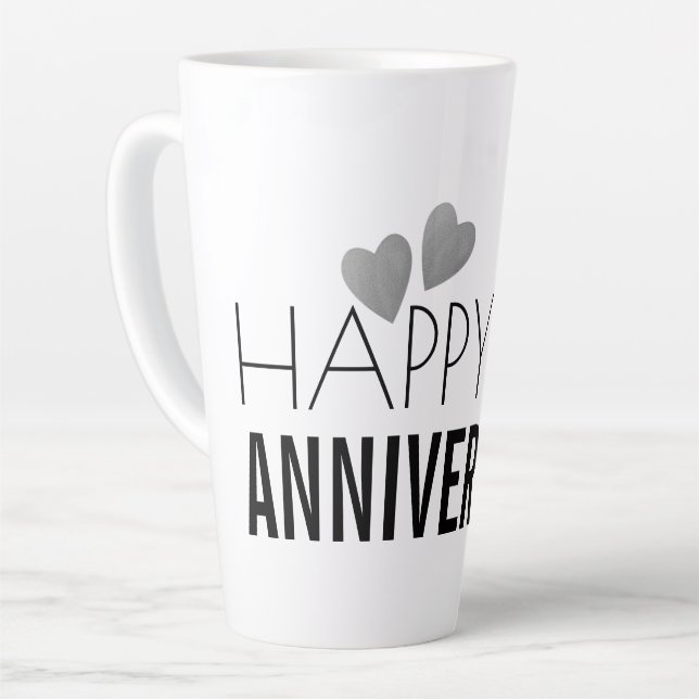 Tasse Latte Joyeux 25 Anniversaire du Mariage d'argent (Angle gauche)