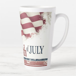 Tasse Latte Joyeux 4 juillet - Drapeau américain design vintag