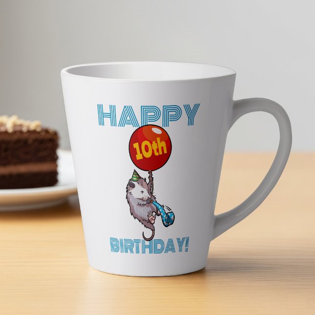 Tasse Latte Joyeux anniversaire ! Ajouter L'Âge Opossum & Ball (Créateur téléchargé)