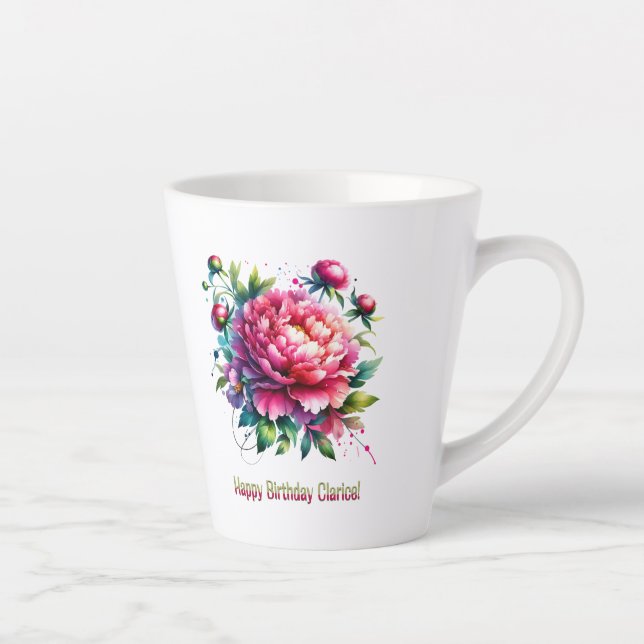 Tasse Latte Joyeux anniversaire Clarice (Droite)