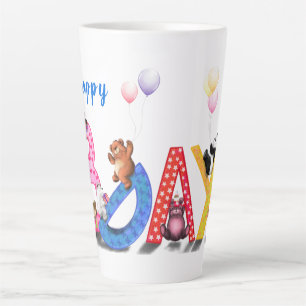 Tasse Latte Joyeux Anniversaire - Fête des ours de bébé 
