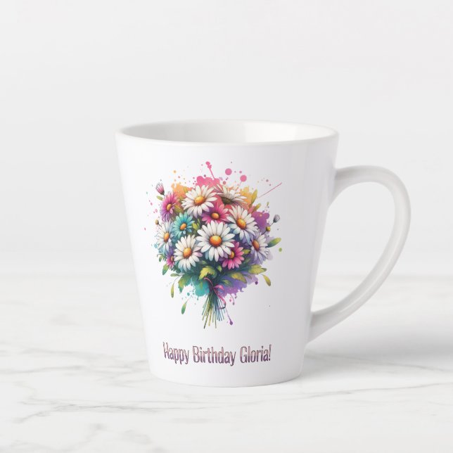Tasse Latte Joyeux anniversaire Gloria (Droite)