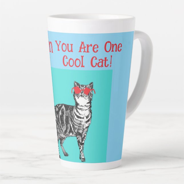 Tasse Latte Joyeux anniversaire Vous Cool Tabby Chat Mens Mari (Angle droit)