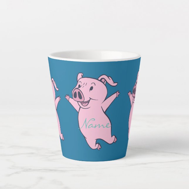 Tasse Latte Joyeux Cochon rose Sauter Thunder_Cove (Devant)