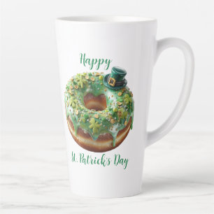 Tasse Latte Joyeux donut de la Saint-Patrick avec chapeau de l