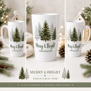 Tasse Latte Joyeux et Lumineux Meilleure Maman du Monde Noël