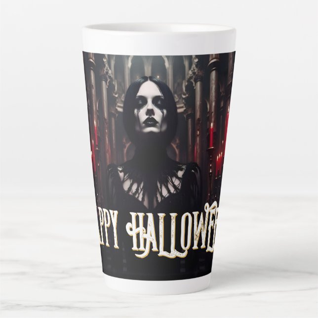 Tasse Latte Joyeux Halloween - Célébration gothique sombre (Devant)